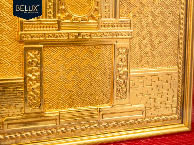 Tranh Khuê Văn Các bằng đồng&nbsp;mạ vàng 24k 26x26cm